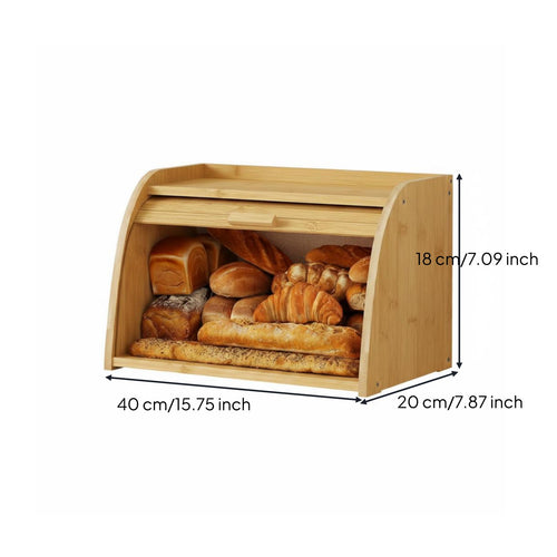 Bamboo Bread Storage Container Multi-Tier Wooden Bread Container Extra Large