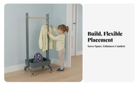 children's Rolling Clothes Rack Encourages Tidiness Garment Stand With Wheels