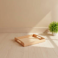 Rectangular Educational Tray with Handles Natural Wood Wooden Tray with Handles Solid Sturdy for Homeschool