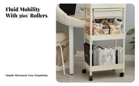 Multi-Tier Rolling Shelf With casters Shelving Unit Multifunctional for Students