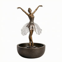 Ballerina Fountain Round Basin Table Ornament Rustic Design