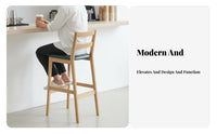 Wooden Counter Stool with backrestrest Nordic and design for breakfast corner, Adults