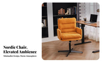 Upholstered Shell Chair with casters 360-Degree rotate Rolling Seat Elegant Design dense Foam for Nail Salon, Study Room