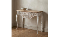 French Vintage Console Table Rectangular Top  Wood Console Table Cabriole Legs Furniture Piece for Entryway
