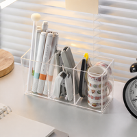 Pen Holder, Desktop Storage, Pen Pouch, Large Capacity, Transparent, Desk Organizer, Student, Remote Work, Small Items Case, Office, 9/12/18/7/6.5cm