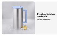 Korean Design Cold Water Kettle Heat Resistant Stainless Steel Water Pitcher Easy to Clean Stainless Steel Pitcher Ergonomic Handle for Restaurant Employees, Office Workers, Kitchen, Home, Dining Table, Parties