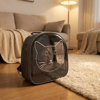 Transparent Pet Carrier Cat Backpack with PVC Panel, Breathable Pet Backpack for Hiking Walking, Double Hole Ventilation Dog Backpack Travel