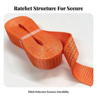 Long-Lasting Stitching Ratchet Tie-down Strap Non-Elastic Weave Cargo Strap with Tensioner Rust-Proof for Movers, Transport Vehicle Hauling