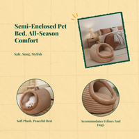 Semi-Enclosed Plush Pet Bed, Calming Indoor Sanctuary