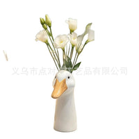 Tall Vase Pot Ceramic Goose Head Figurine Resin Vase Goose Head Ornament