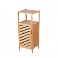 Bamboo Shelf with Cabinet Vertical Bamboo Floor Cabinet Slim for Bathroom