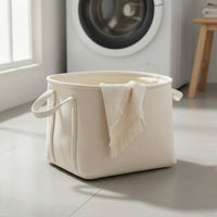 Linen Clothes Storage Basket Lightweight Foldable Laundry Basket Formaldehyde Foldable Textile Storage Bin for Kids, Nursery