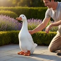 White Duck Statue American Country Design Outdoor Decoration Handmade for Yard
