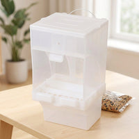 Automatic Bird Feeder with Anti-Spill Design, Transparent Bird Water Dispenser, Parrot Cage Accessory for Myna Bird, Hanging Pet Bird Supplies