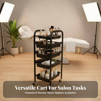 Salon Trolley Cart 360-Degree Rotating Wheels Hairdressing Tool Trolley Hairstylist Rolling Station Sturdy Duty Aesthetic Spa