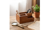 Desk Organizer with Compartments Wooden Desktop Organizer Rustic Desk Tidy for Home Office