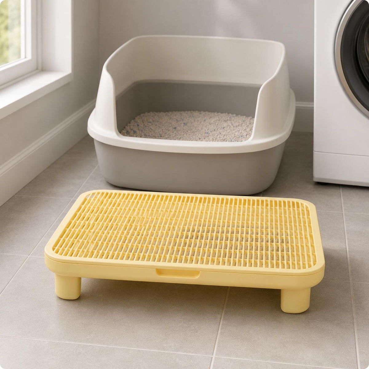 Feline Litter Control Mat Support Legs Pet Item Finger Notch