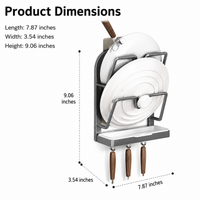 Metal Pot Lid Holder, Wall Mounted Chopping Board Holder Double Layer, Drill Kitchen Storage for Small Kitchens, Matte Finish
