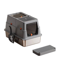 Cat Restroom Enclosure with Front and Top Entry Stainless Steel Cat Restroom Enclosure Odor-Reducing Pet Supply for Cats, Apartment