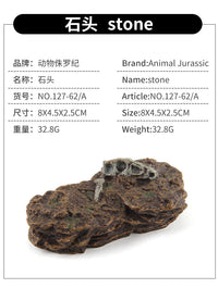 Wild Forest Animal Jurassic Dinosaur Scene Decoration with Simulated Cave Plastic Rock and Tree Stump