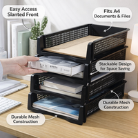 Desk Storage File Organizer, Stackable Desktop Document Holder for Students Study Room, Office Workspace Rack for Papers