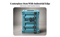 Shipping Container Trash Bin Raised Paneling Outdoor Storage Locking Latch
