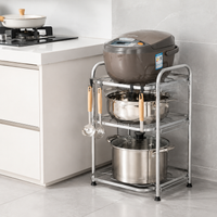 Under-sink Storage For Rental Properties Height Adjustable Pot Lid Frying Pan Organizer Shelf Iron-made With 4 Hooks Kitchen Storage Rack