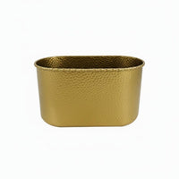 Modern Minimalist Rectangular Metal Flower Pot Luxury Feel Hammered Metal Planter Multi-Purpose Oblong Decorative Vase for Florists, Home Decorators, Living Room, Tabletop, Wedding, Office