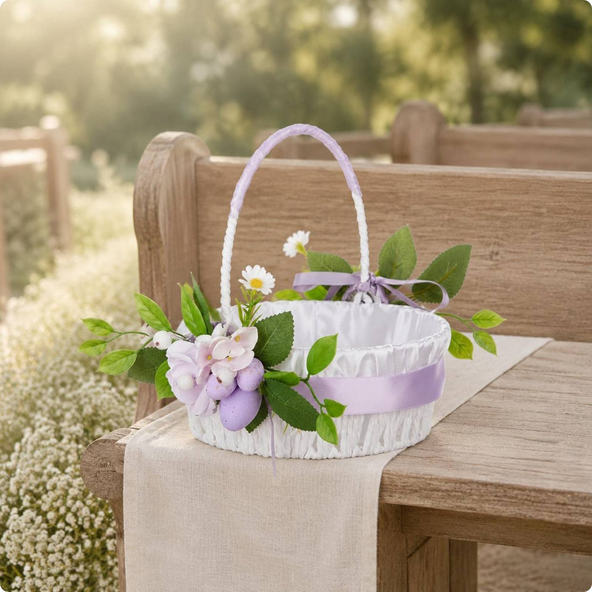 Flower Girl Flower Basket Pastel Colors Wedding Decor Keepsake for Bridesmaid