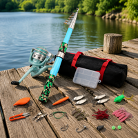 Telescopic Lure Fishing Rod 1.8m, Portable Spinning Rod & Reel Combo Set, Fibreglass Travel Fishing Pole for Stream, 32-46cm Retracted