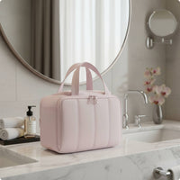 Travel Toiletry Bag Soft-Sided Toiletry Bag with Handles Structured Cosmetic Pouch with Handle for Journeyers, Weekend Trips, Hand Luggage