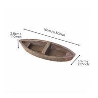 Miniature Floating Boat Realistic Wood Look Resin Boat Figurine