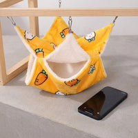 Double Layer Small Animal Hammocks for Cage, Padded Flannel Ferret Hammock, L Size 34x34cm Hanging Fleece Bed for Squirrel and Chinchilla Use
