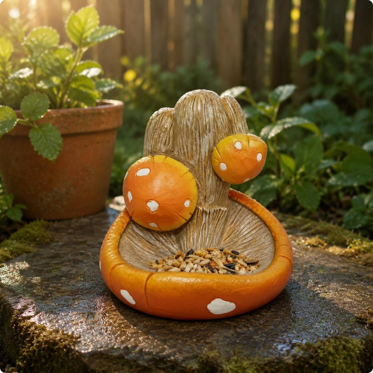 Fungi Bird Feeder Textured Garden Decor Spotted