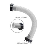 Threaded Connector Hose 1.5-Inch Diameter Flexible Pool Tube White