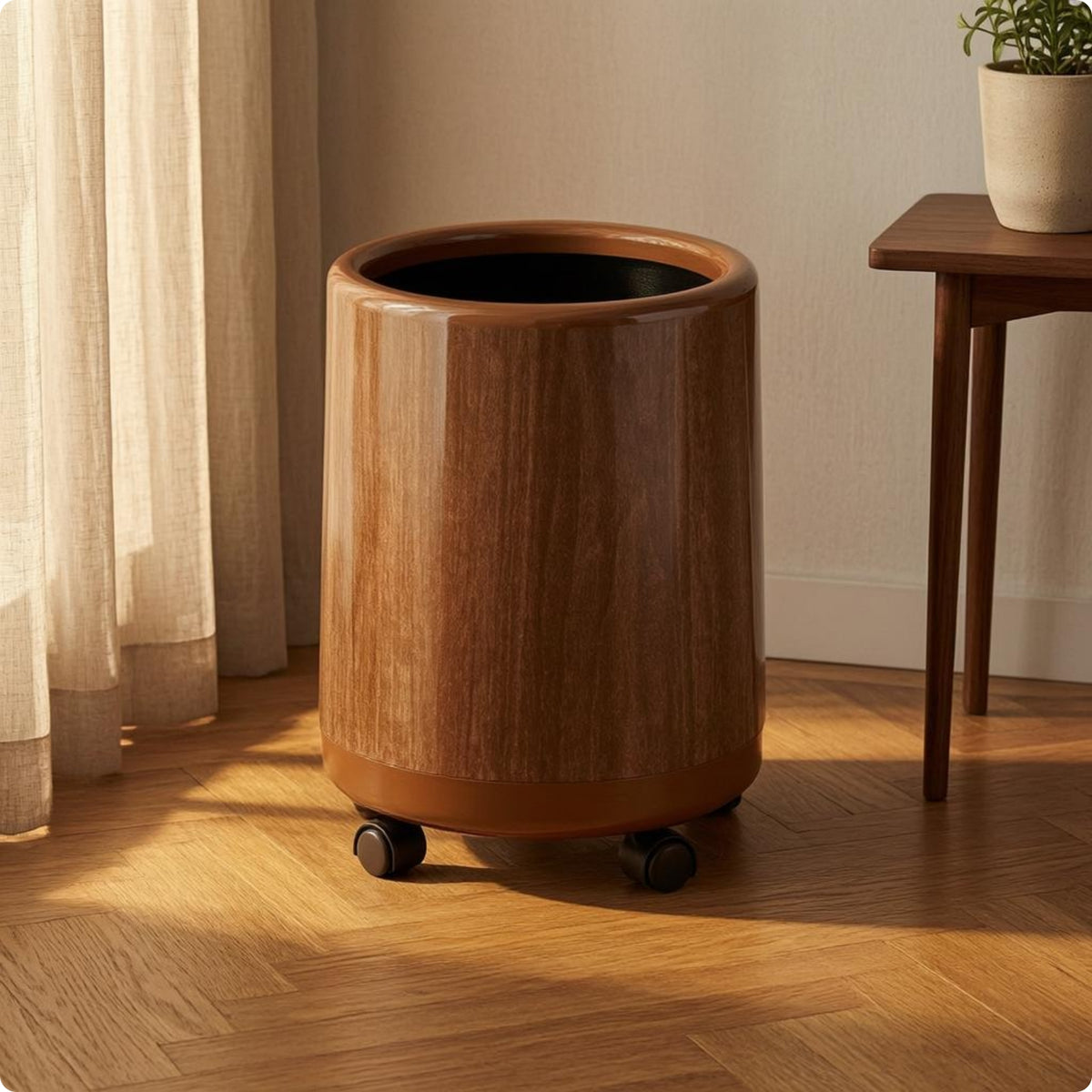 Wood-Grain Trash Can Easy to Clean Wood Grain Trash Can Long-Lasting for Home