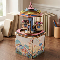 Wooden Puzzle musical box Layered DIY Wooden Puzzle Ornament Compact Mechanical Model Kit for