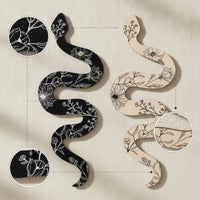 2 Pieces Wooden Wall Art Snake-Shaped Wall Ornaments Minimalist Wood Plaques for Living Room, Hallway, Studio