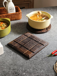 Solid Wood Round Trivet for Hot Pots and Cups