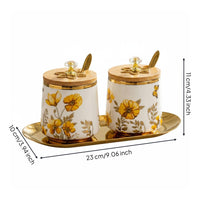 Seasoning Container Set with Lids and Spoons Seasoning Cellar Set Easy to Clean Kitchen Storage for Hot Beverage Corner