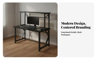Computer Desk with Hutch Gaming Desk with Shelf Home Office Study Table Workstation Sturdy Steel Frame Intelligent Cable Management Suitable for Home Office Teen Bedroom Dorm Room Small Space