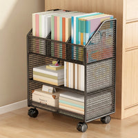 Under-Desk Storage Shelf with Wheels, Mobile Bookshelf for Office or Study, Multi-layer Organizer for Books and Bags
