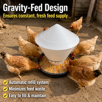 Automatic Chicken Feeder, 50cm Wet Weather Poultry Feeder, 60kg Large Capacity Outdoor Feed Trough for Duck & Goose