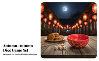 Autumn Festival Dice Bowl Set, Large Red Ceramic, Festive Gift, Full Accessories