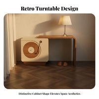 Integrated Storage Cabinet Retractable Corner Vanity Set Modern Minimalist design Corner Vanity Set Extendable Design Dressing Table Rounded Edges for Women, Apartment Dwellers, Teenagers, Small Spaces