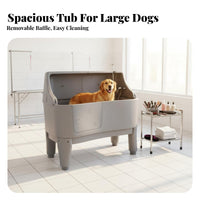 Large Dog Grooming Tub Sliding Door Access Dog Wash Tub Adjustable Height Feet Professional Pet Bathtub for Pet Health Pet Care Facility