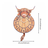 Rustic Cow Timepiece Swinging Tail Home Decor Battery Operated for Office