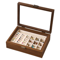 Solid Wood Double-Layer Jewelry Box with Lid, Large Capacity for Necklaces and Rings