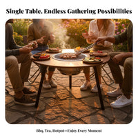 Foldable Round Grill Table Easy to Transport Foldable Cook Station for Families