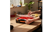 Parts Organizer with Transparent Lid | Portable, Hand-Held, Compartment Box with Handle, for Workshop